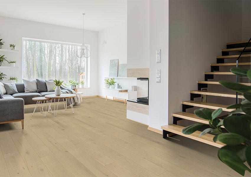 warm toned hardwood flooring in entryway